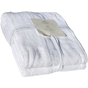 Queen Portugal Docofil Shabby Chic White Cotton Textured Quilt Coverlet